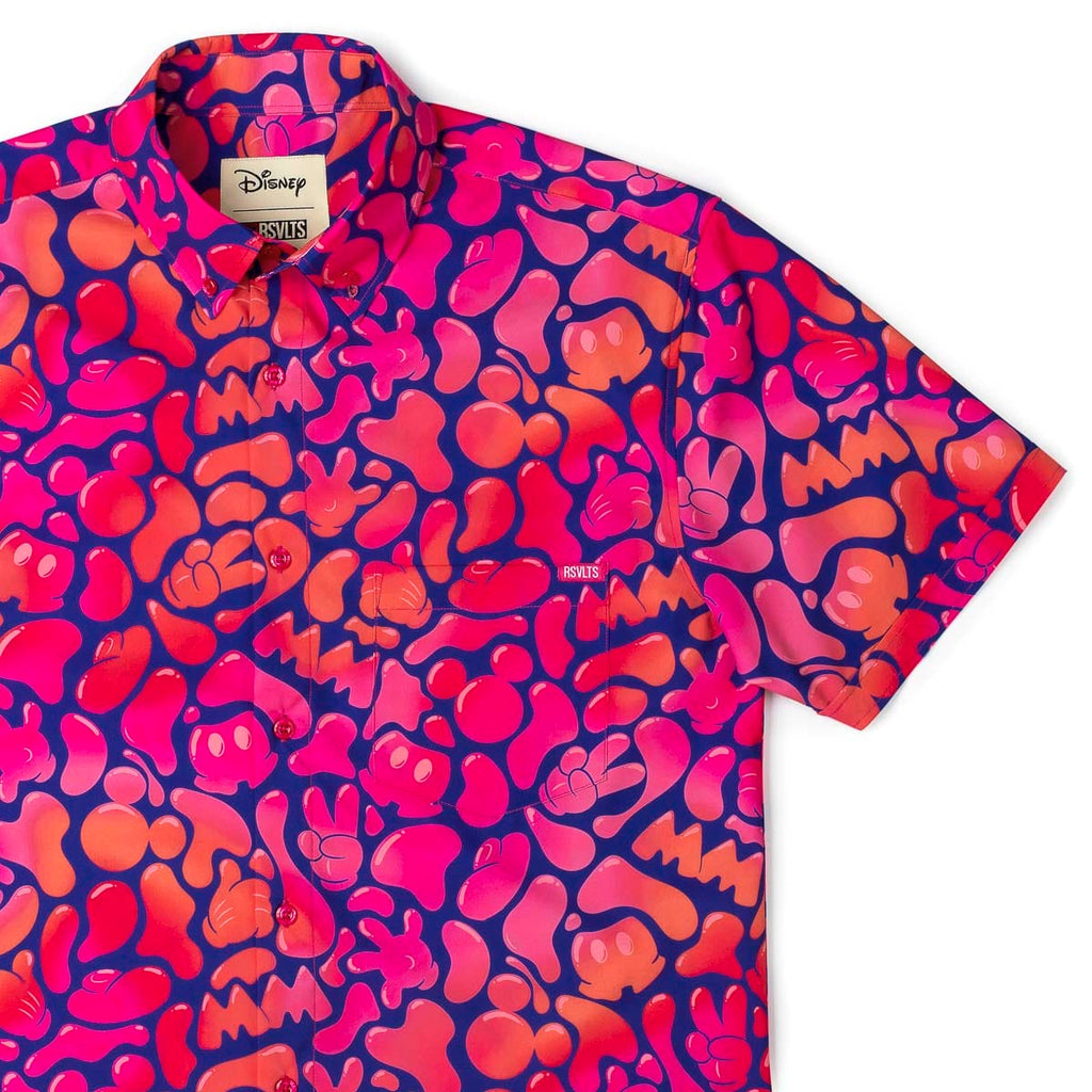 RSVLTS Glow Flow Mickey KUNUFLEX Short Sleeve Shirt in Pink — front view