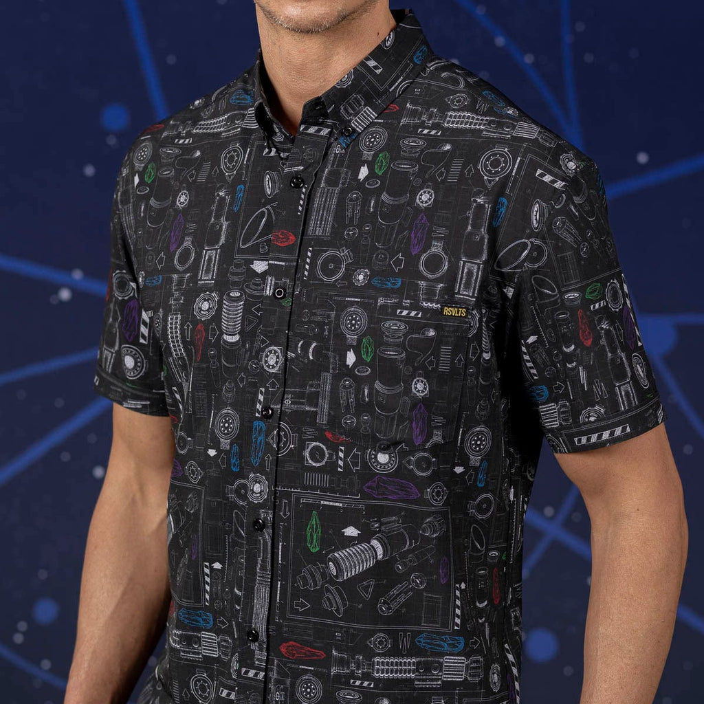 RSVLTS Saber Schematics KUNUFLEX Short Sleeve Shirt in Black — detail 8