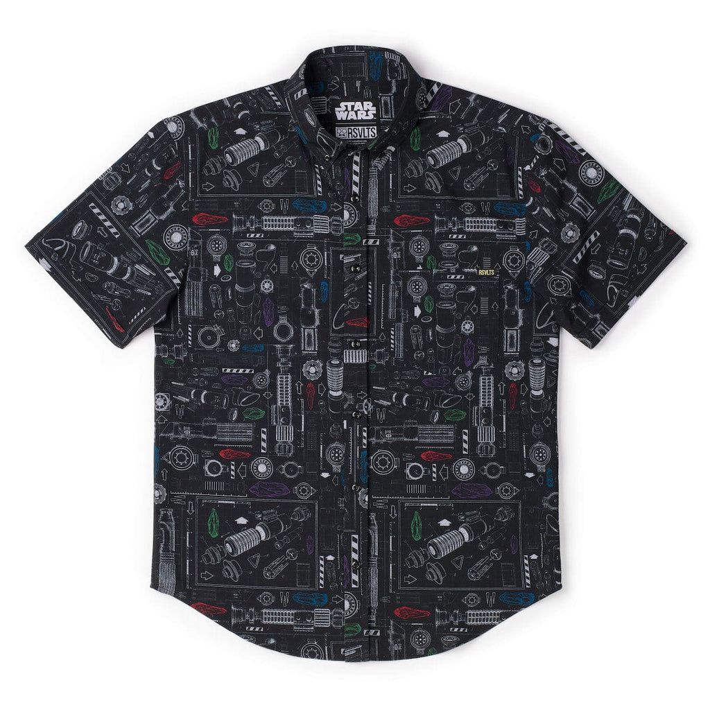 RSVLTS Saber Schematics KUNUFLEX Short Sleeve Shirt in Black — detail 9