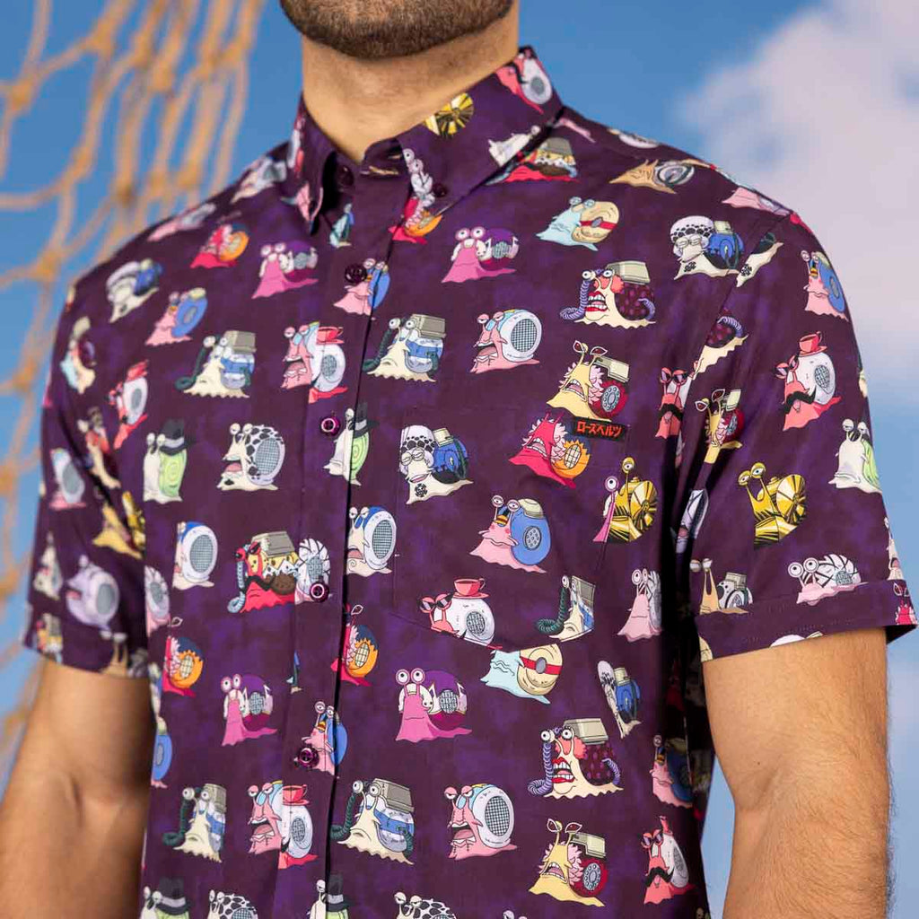 RSVLTS Puru-Puru-Puru KUNUFLEX Short Sleeve Shirt in Purple — detail 8