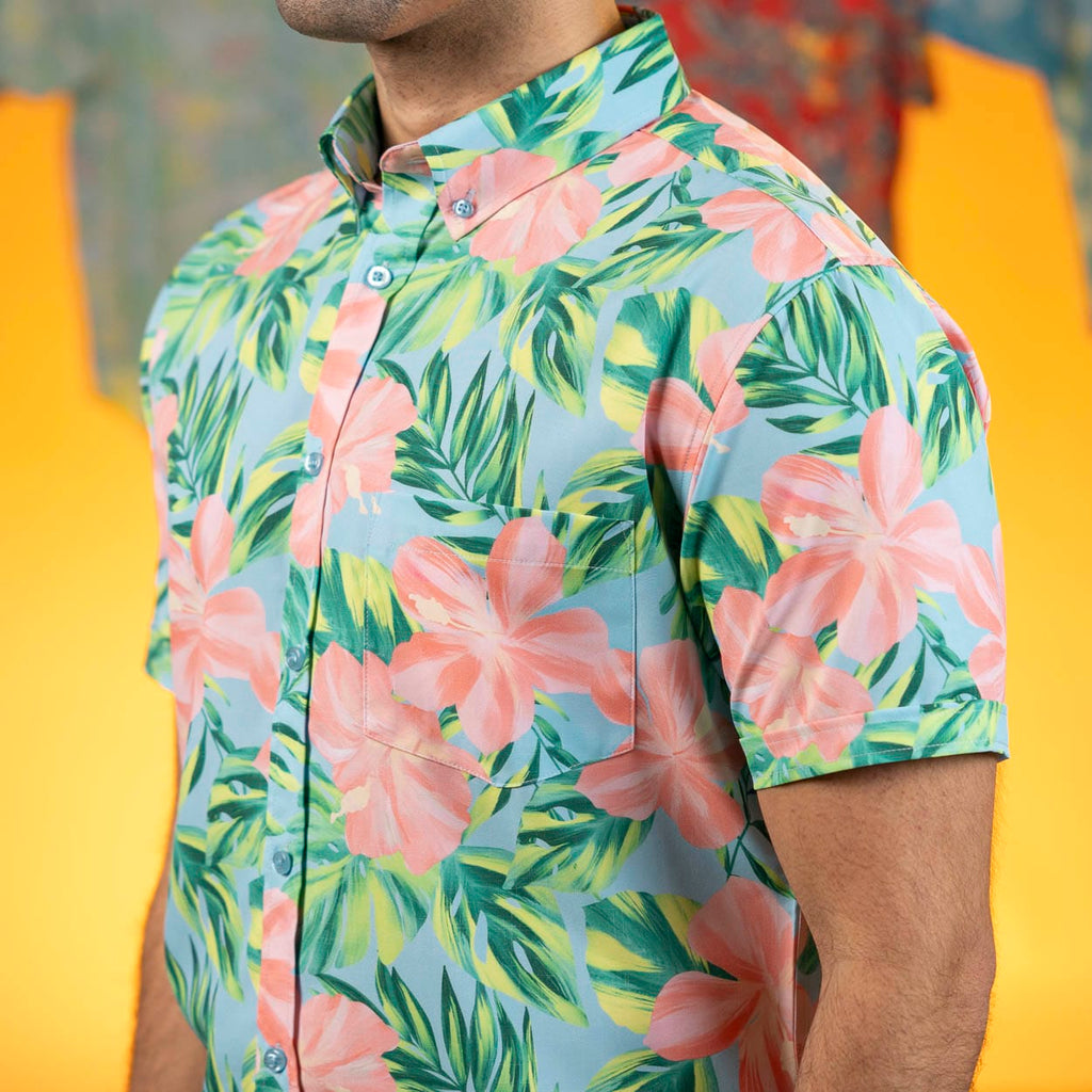 RSVLTS Island Time KUNUFLEX Short Sleeve Shirt in Blue — detail 2