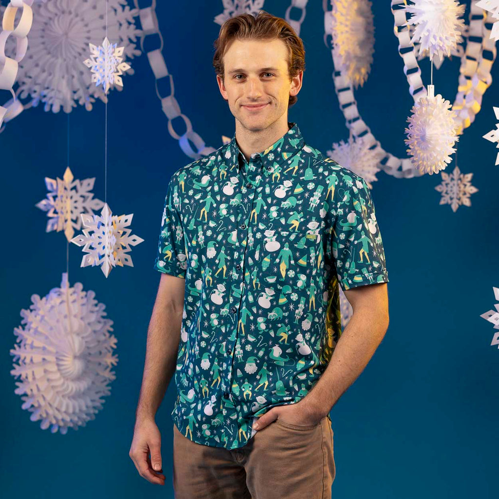 RSVLTS A Little Of Elf-rything KUNUFLEX Short Sleeve Shirt in Green — detail 2