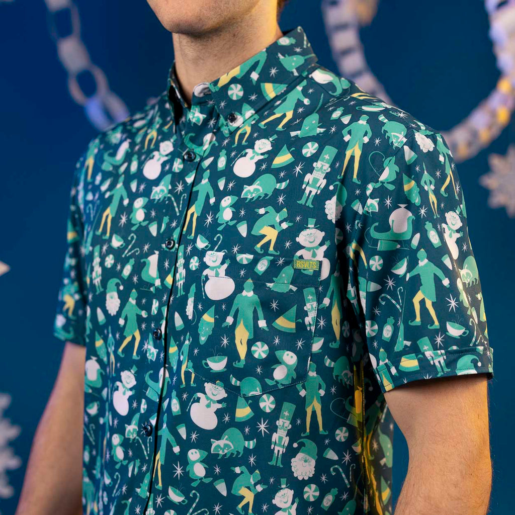RSVLTS A Little Of Elf-rything KUNUFLEX Short Sleeve Shirt in Green — detail 4