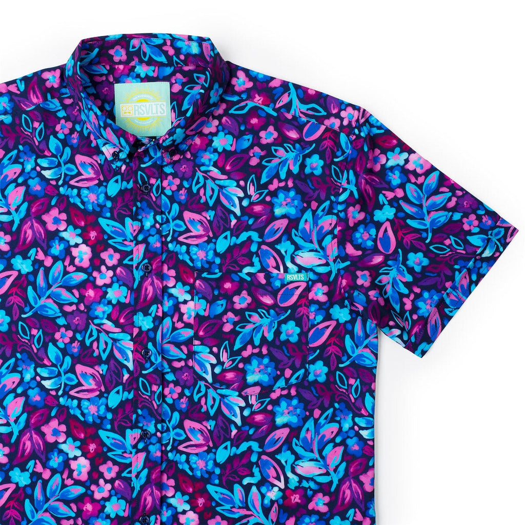 RSVLTS Tropiglow KUNUFLEX Short Sleeve Shirt in Blue — front view