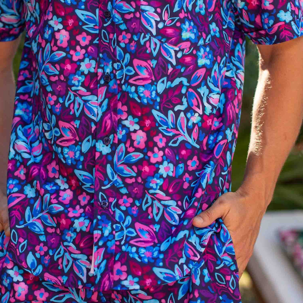 RSVLTS Tropiglow KUNUFLEX Short Sleeve Shirt in Blue — detail 4