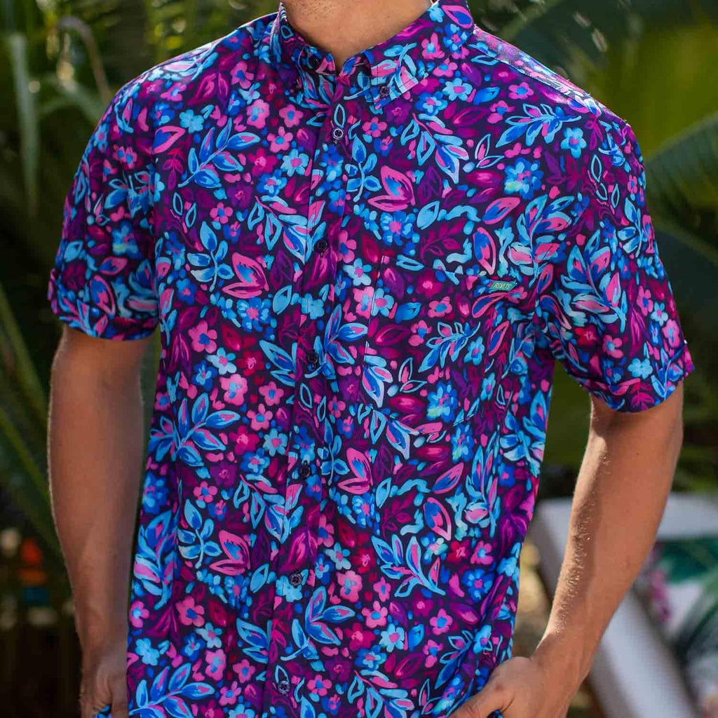 RSVLTS Tropiglow KUNUFLEX Short Sleeve Shirt in Blue — detail 3