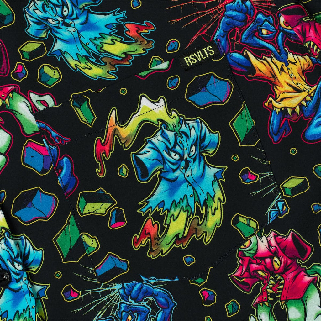 RSVLTS Kunu Mutant Madness KUNUFLEX Short Sleeve Shirt in Black — detail 5