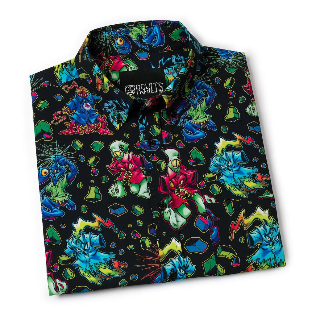RSVLTS Kunu Mutant Madness KUNUFLEX Short Sleeve Shirt in Black — detail 8