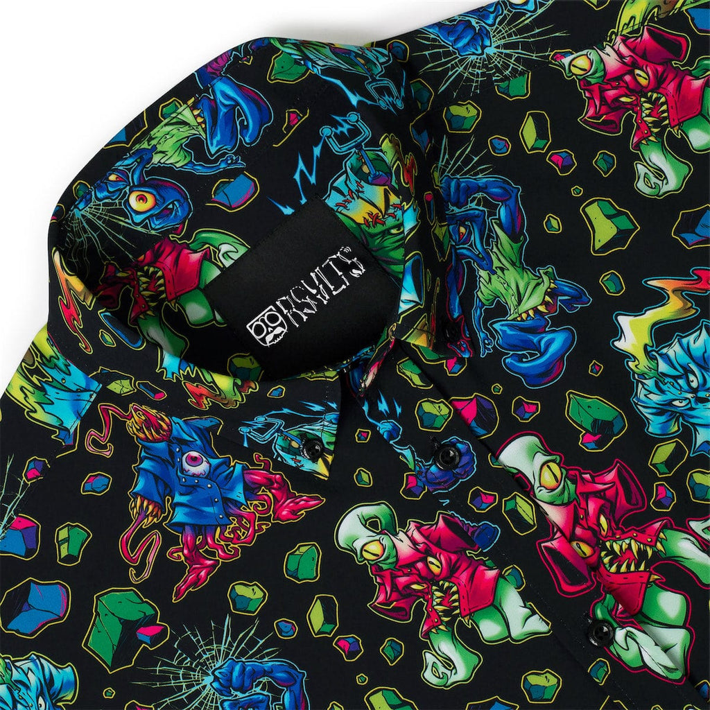 RSVLTS Kunu Mutant Madness KUNUFLEX Short Sleeve Shirt in Black — detail 7