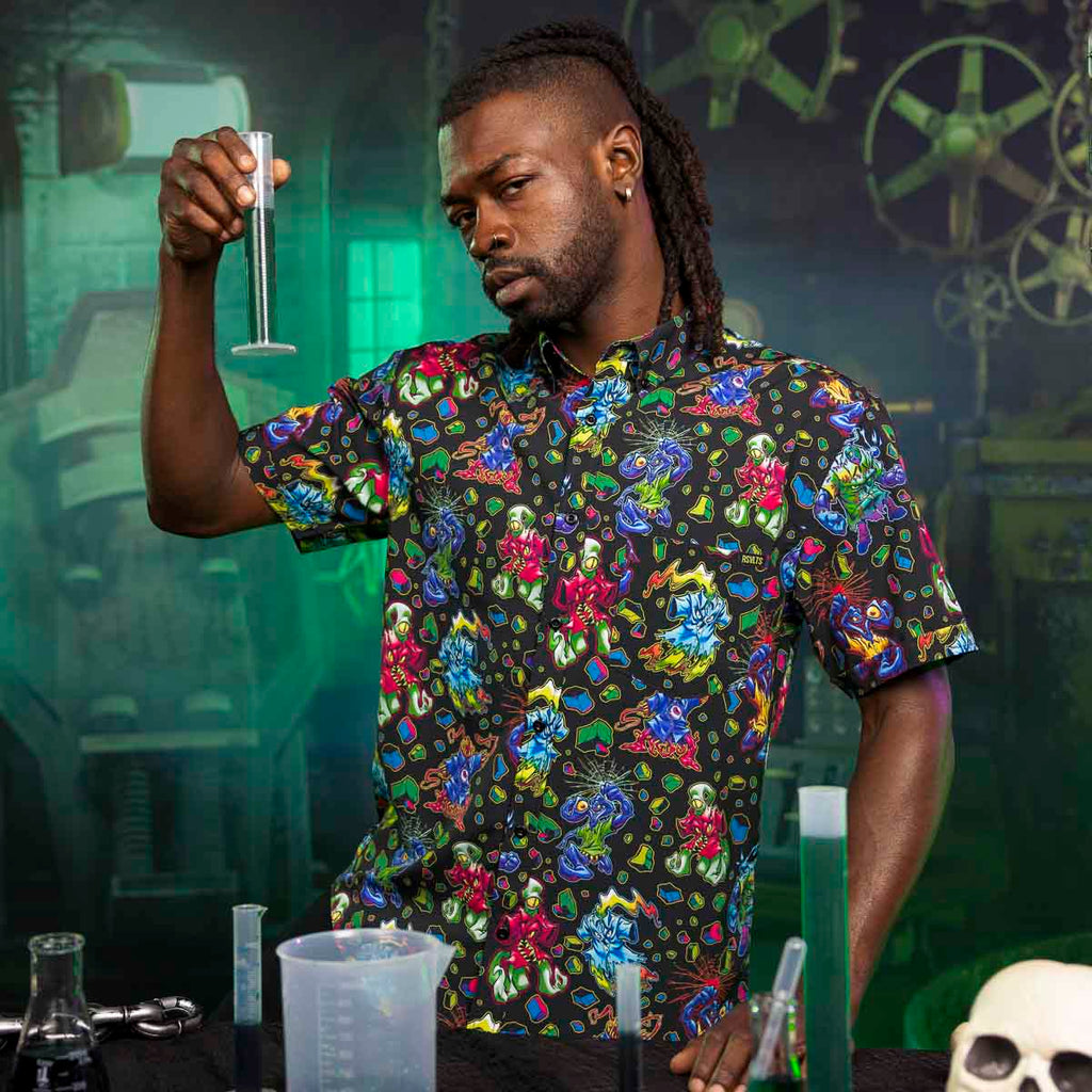 RSVLTS Kunu Mutant Madness KUNUFLEX Short Sleeve Shirt in Black — detail 3