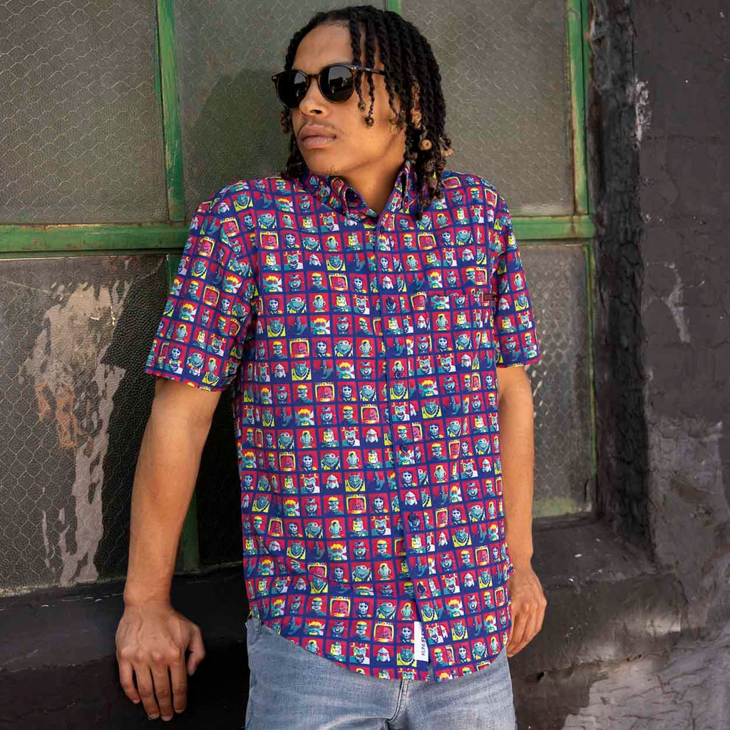RSVLTS Dimension X-cellent KUNUFLEX Short Sleeve Shirt in Blue — detail 5