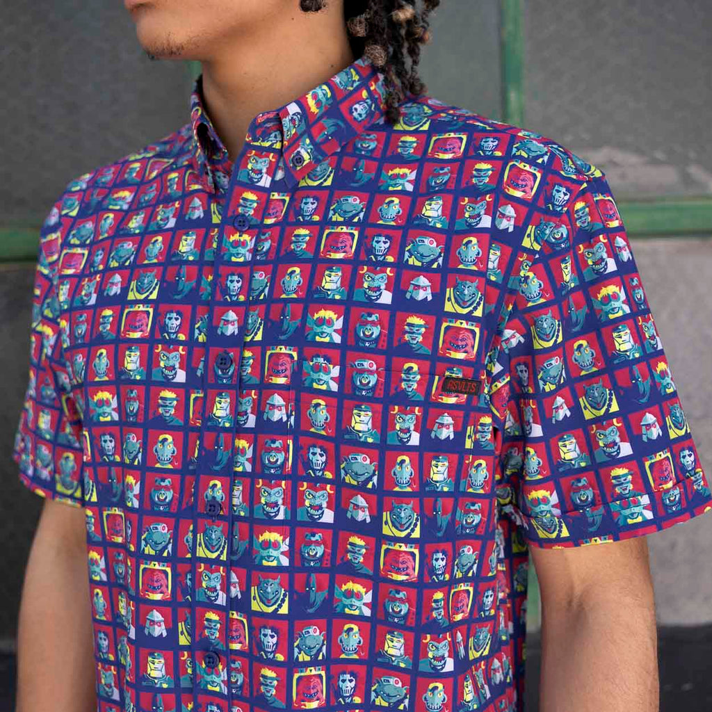 RSVLTS Dimension X-cellent KUNUFLEX Short Sleeve Shirt in Blue — front view