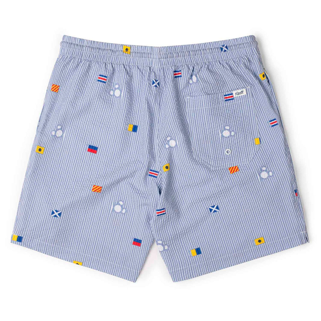 RSVLTS Maritime Mickey Stretch Seersucker Hybrid Shorts in Blue — detail 7
