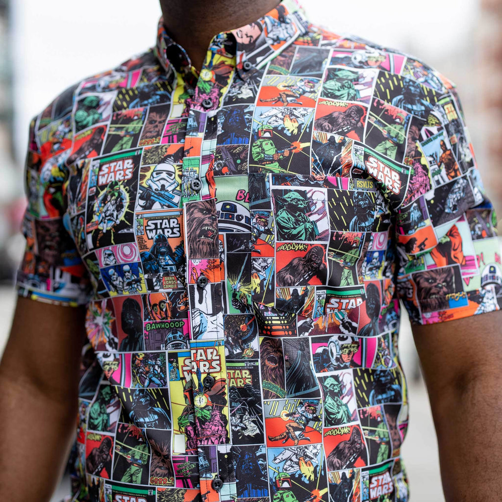 RSVLTS Comic To The Dark Side KUNUFLEX Short Sleeve Shirt in Multicolor — detail 3