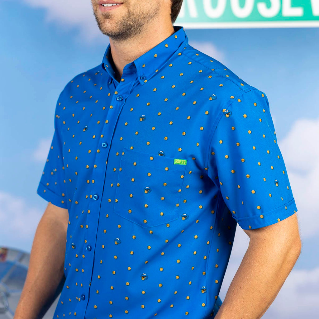 RSVLTS Me Want Cookie! KUNUFLEX Short Sleeve Shirt in Blue — detail 5