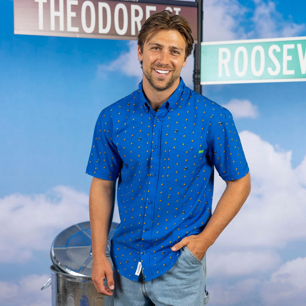 RSVLTS Me Want Cookie! KUNUFLEX Short Sleeve Shirt in Blue — detail 3