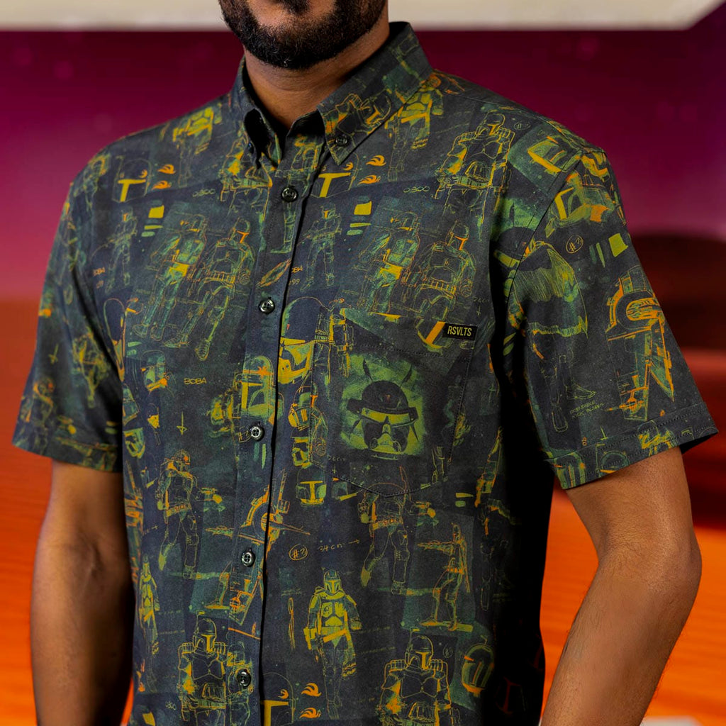 RSVLTS Building a Bounty Hunter KUNUFLEX Short Sleeve Shirt in Green — detail 6