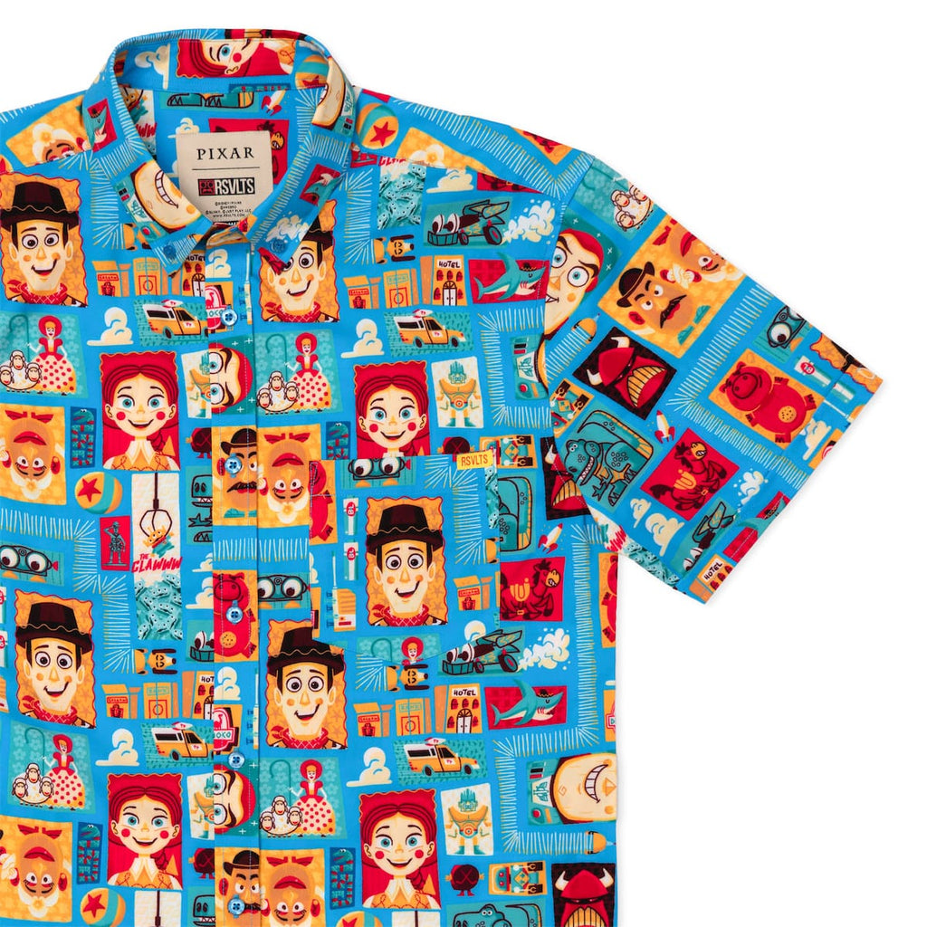RSVLTS Woodcut Woody & Friends KUNUFLEX Short Sleeve Shirt — front view