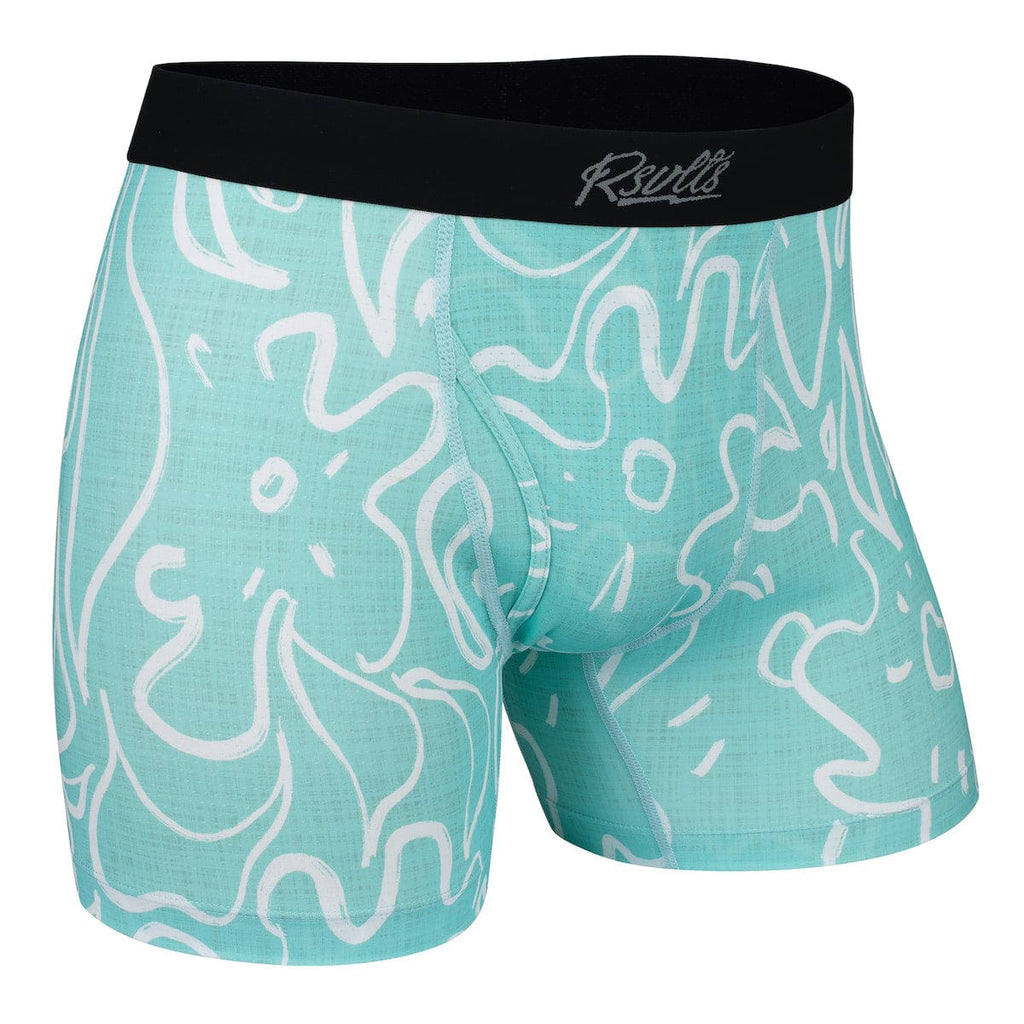 RSVLTS Freehand Floral Single-Pack Boxer Briefs in Blue — front view