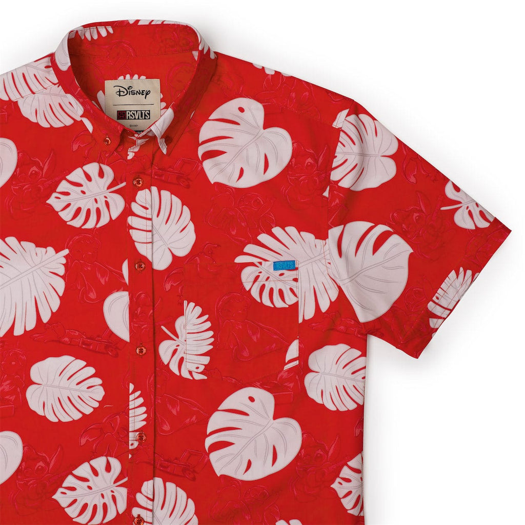 RSVLTS He Mele No Lilo KUNUFLEX Short Sleeve Shirt in Red — front view