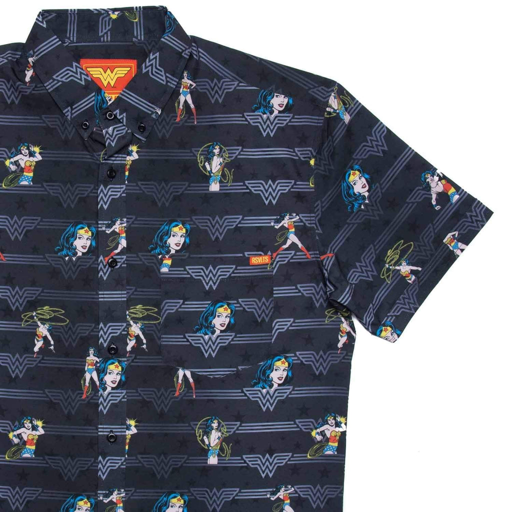 RSVLTS Legacy of Wonder KUNUFLEX Short Sleeve Shirt in Black — front view