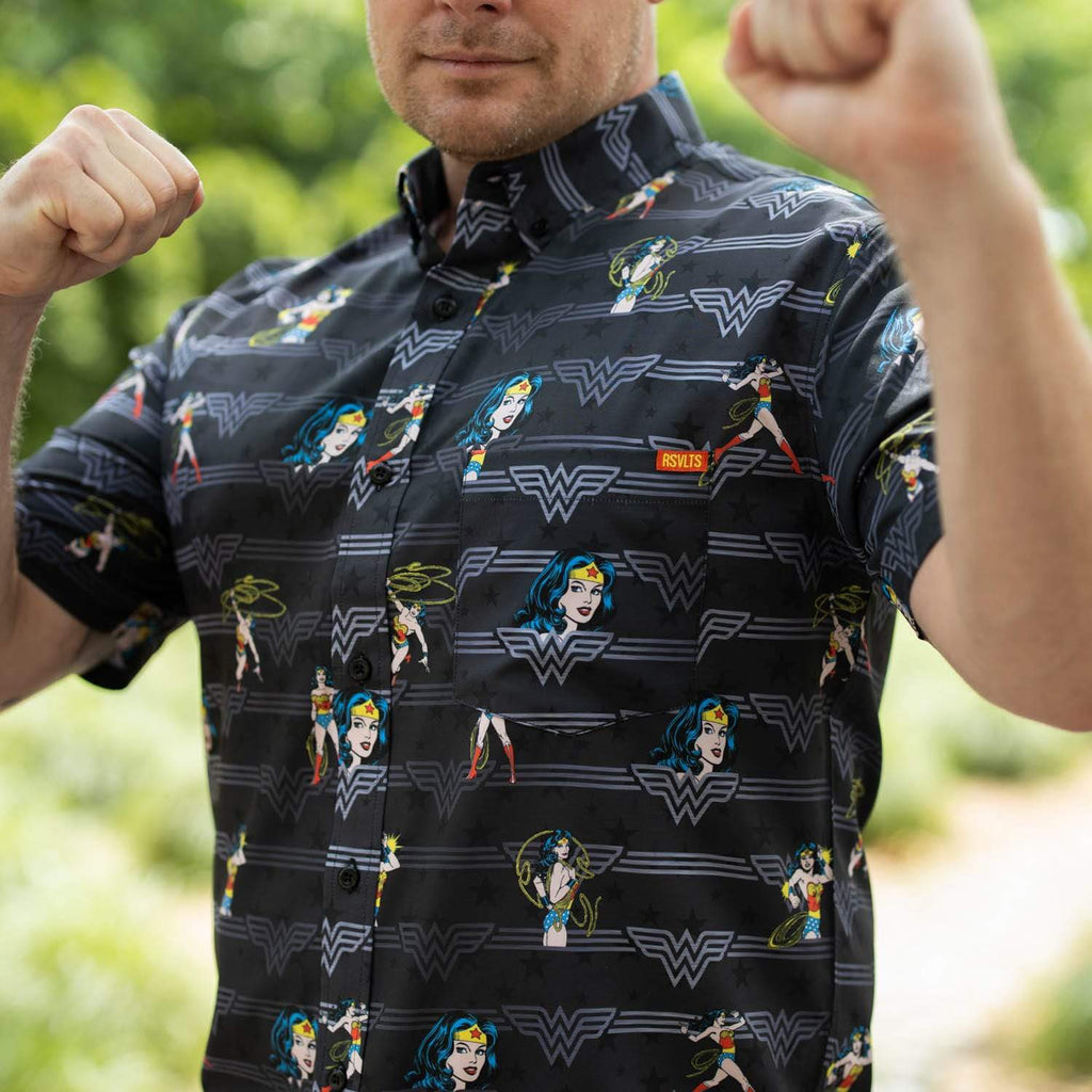 RSVLTS Legacy of Wonder KUNUFLEX Short Sleeve Shirt in Black — detail 6