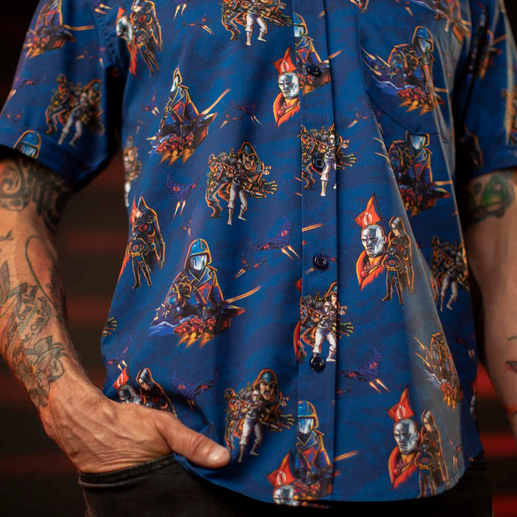 RSVLTS Tips of the Fangs KUNUFLEX Short Sleeve Shirt in Blue — detail 11
