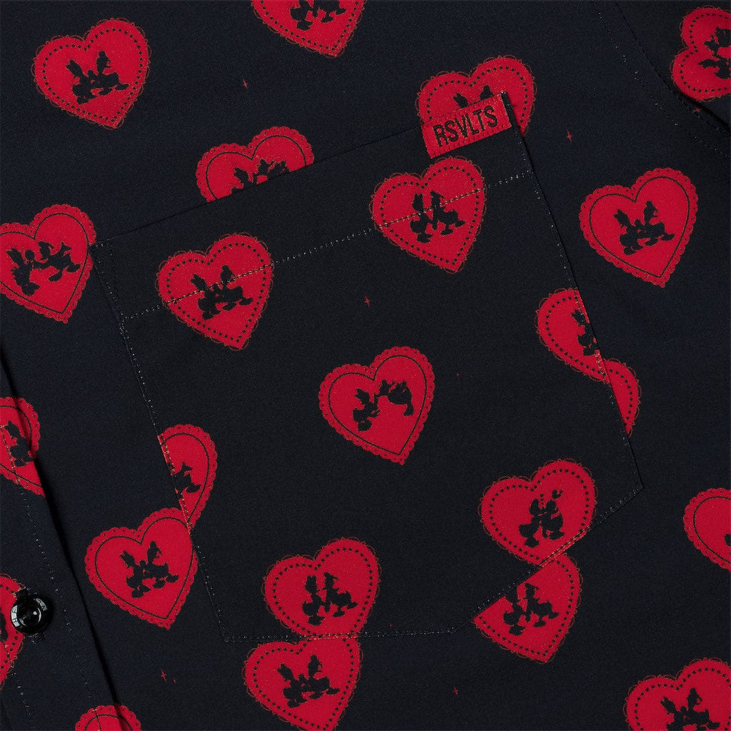 RSVLTS Lovebirds KUNUFLEX Short Sleeve Shirt in Black — detail 3