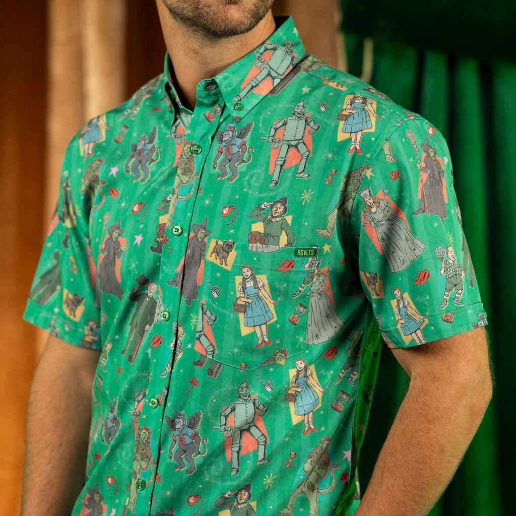 RSVLTS Off to See the Wizard KUNUFLEX Short Sleeve Shirt in Green — detail 6