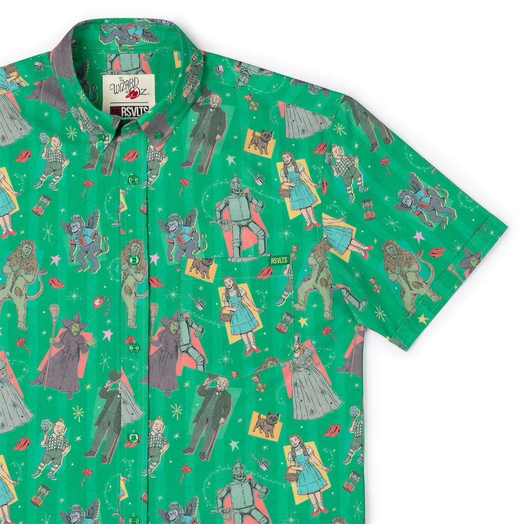 RSVLTS Off to See the Wizard KUNUFLEX Short Sleeve Shirt in Green — front view