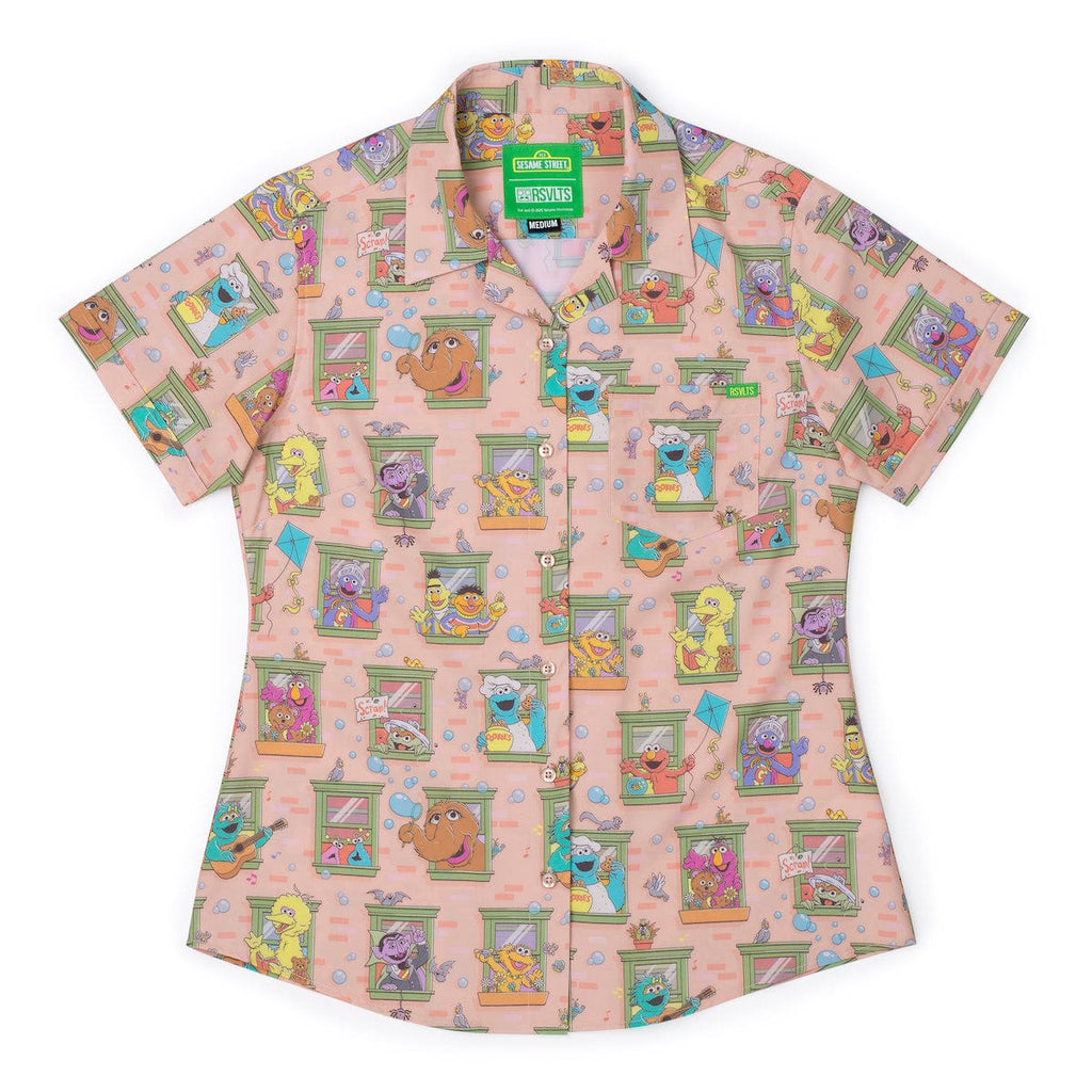 RSVLTS Welcome to the Neighborhood Women's KUNUFLEX Short Sleeve Shirt in Multicolor — detail 6
