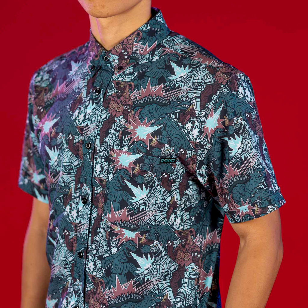 RSVLTS Monsters and Mecha KUNUFLEX Short Sleeve Shirt in Brown — detail 6