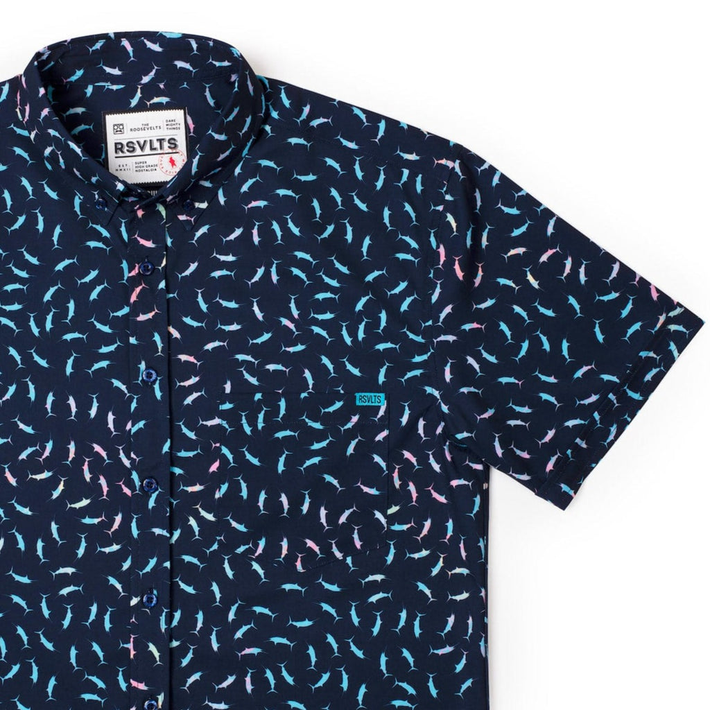 RSVLTS Swords for 400 KUNUFLEX Short Sleeve Shirt in Blue — detail 8
