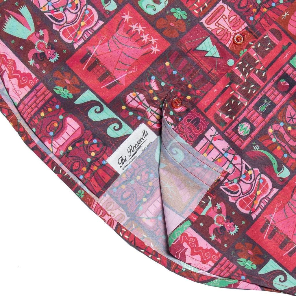 RSVLTS Mele Kalikimaka KUNUFLEX Short Sleeve Shirt in Red — detail 7