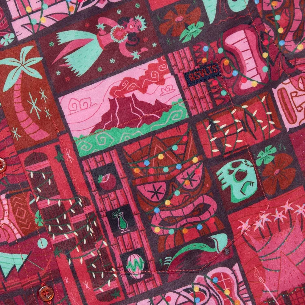 RSVLTS Mele Kalikimaka KUNUFLEX Short Sleeve Shirt in Red — detail 4