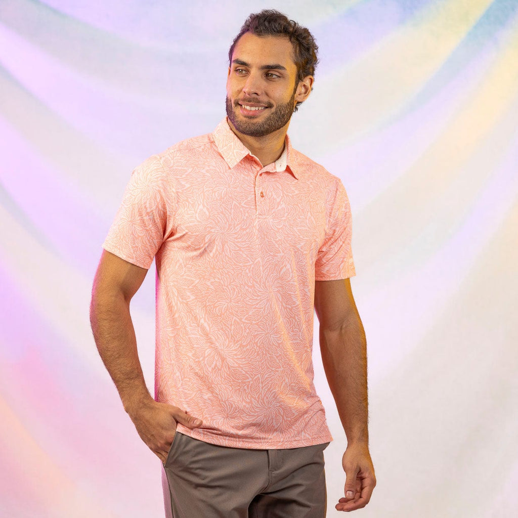 RSVLTS Coral Leaf All-Day Polo in Orange — detail 3