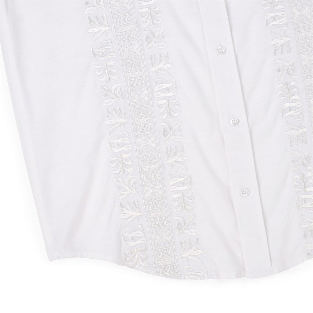 RSVLTS Guayabera Bamboo Short Sleeve Shirt in White — detail 13