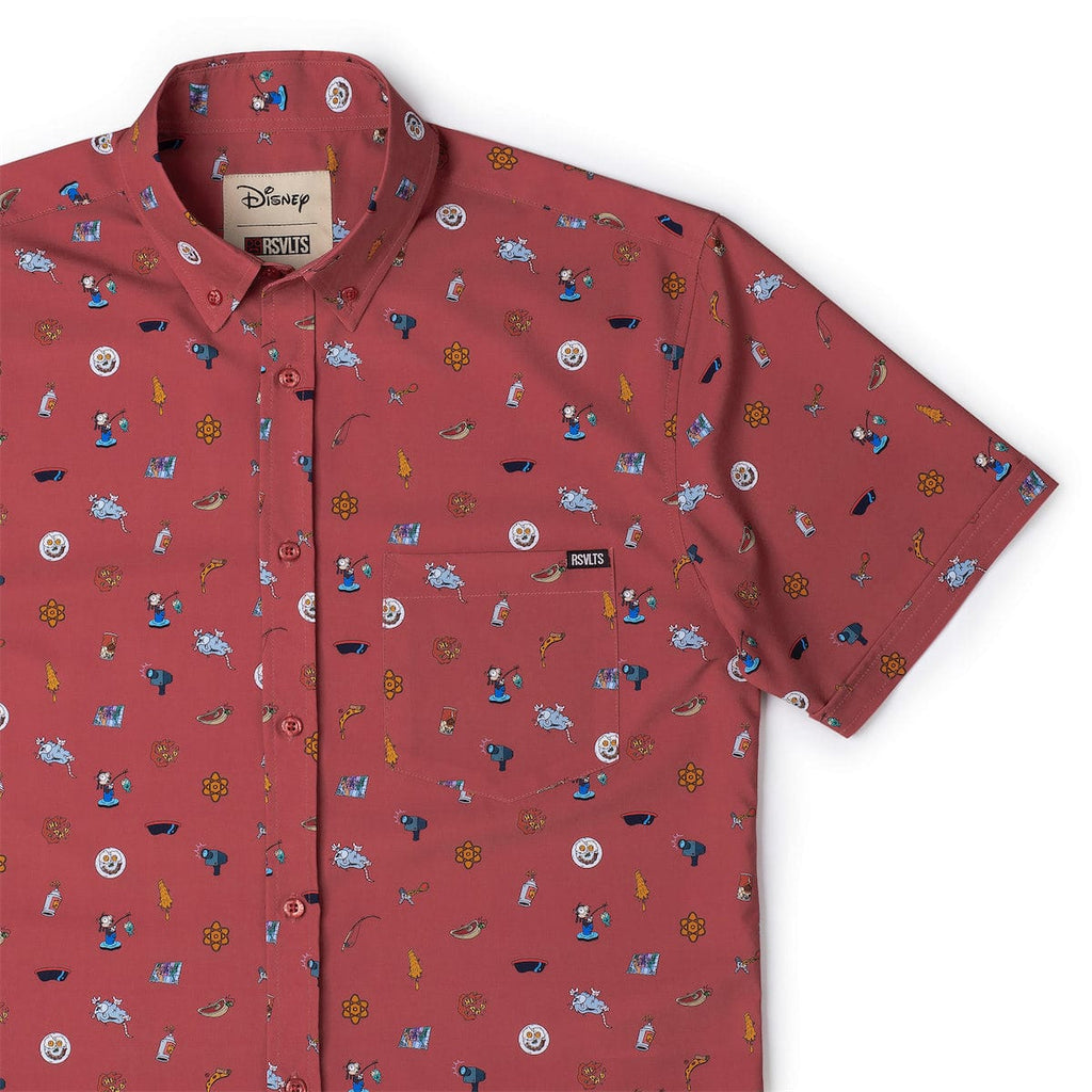RSVLTS Road Trip Trinkets KUNUFLEX Short Sleeve Shirt in Red — detail 7