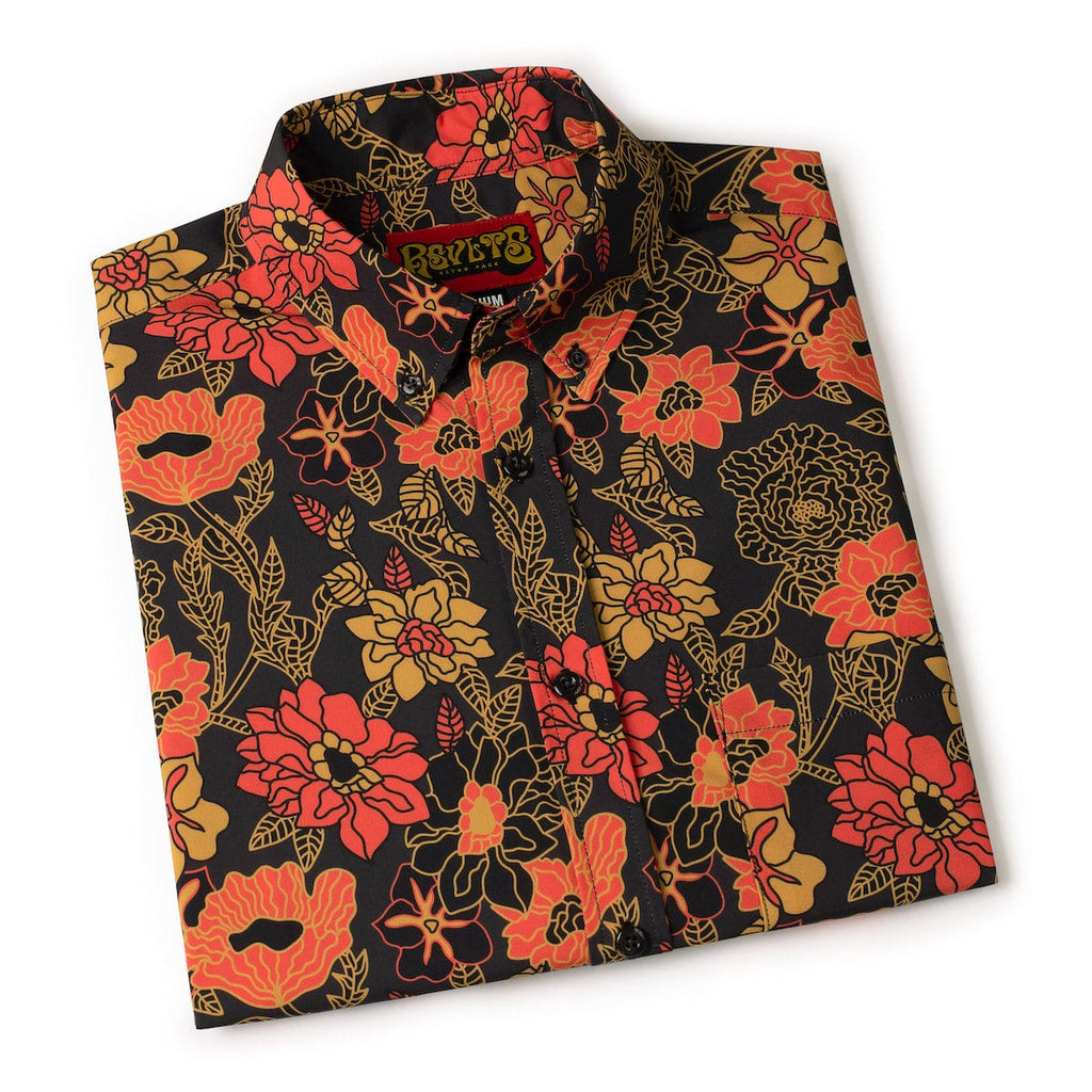 RSVLTS Bustle In Your Hedgerow KUNUFLEX Short Sleeve Shirt in Black — detail 9
