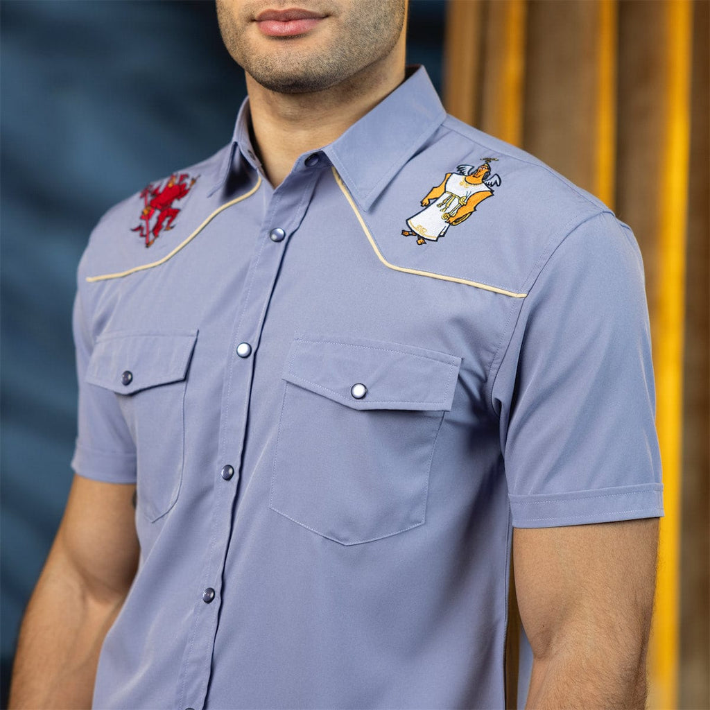 RSVLTS Kronk’s Conundrum Roper Short Sleeve Shirt in Blue — detail 3