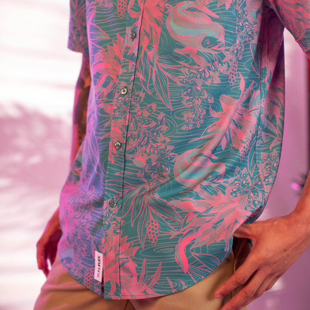 RSVLTS They Are What’s Called a Trophy Fish KUNUFLEX Short Sleeve Shirt in Green — detail 10