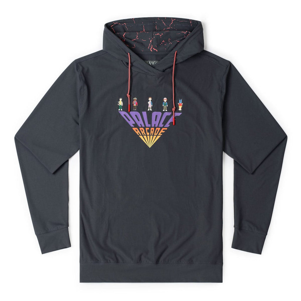 RSVLTS Palace Arcade Performance Hoodie in Gray — front view