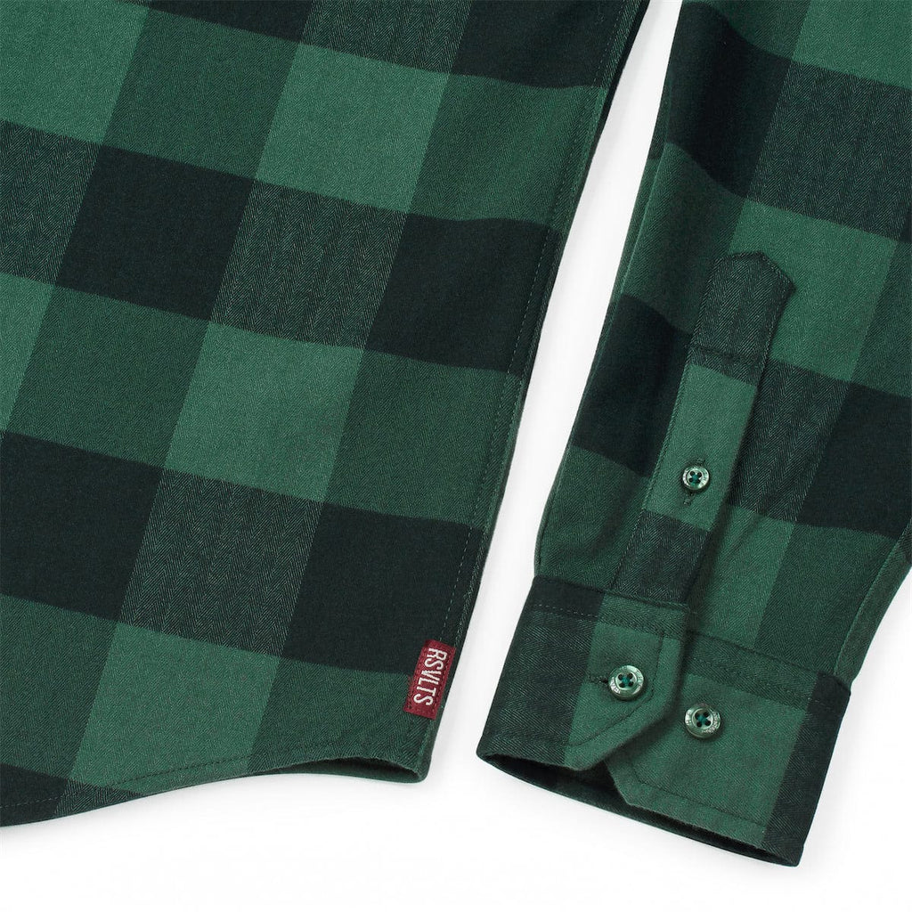 RSVLTS Neil Plaidrick Harris BorlandFlex Long Sleeve Flannel in Green — detail 6