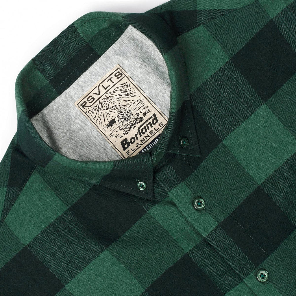 RSVLTS Neil Plaidrick Harris BorlandFlex Long Sleeve Flannel in Green — detail 4