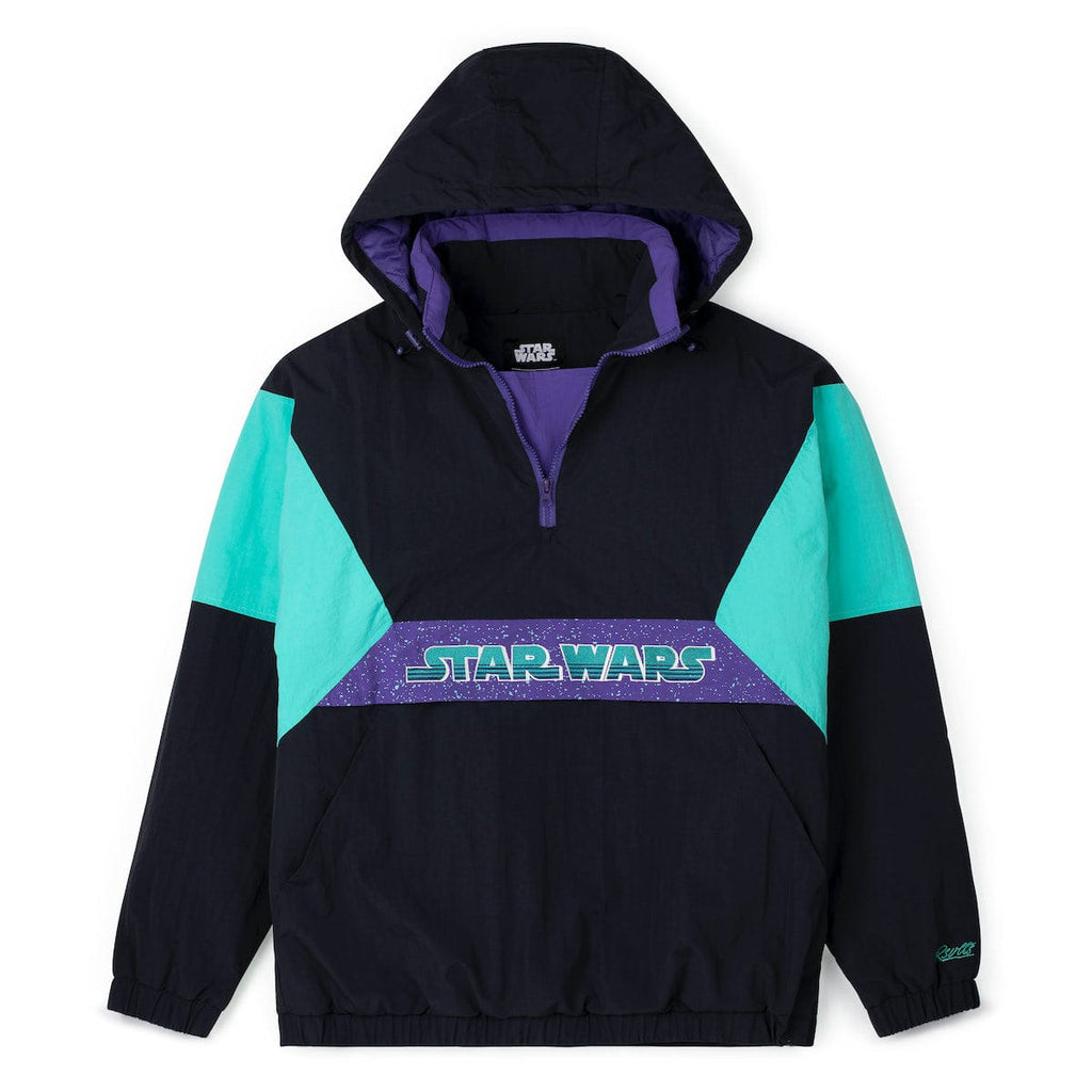 RSVLTS Throwback Boba Anorak Pullover Jacket in Black — front view