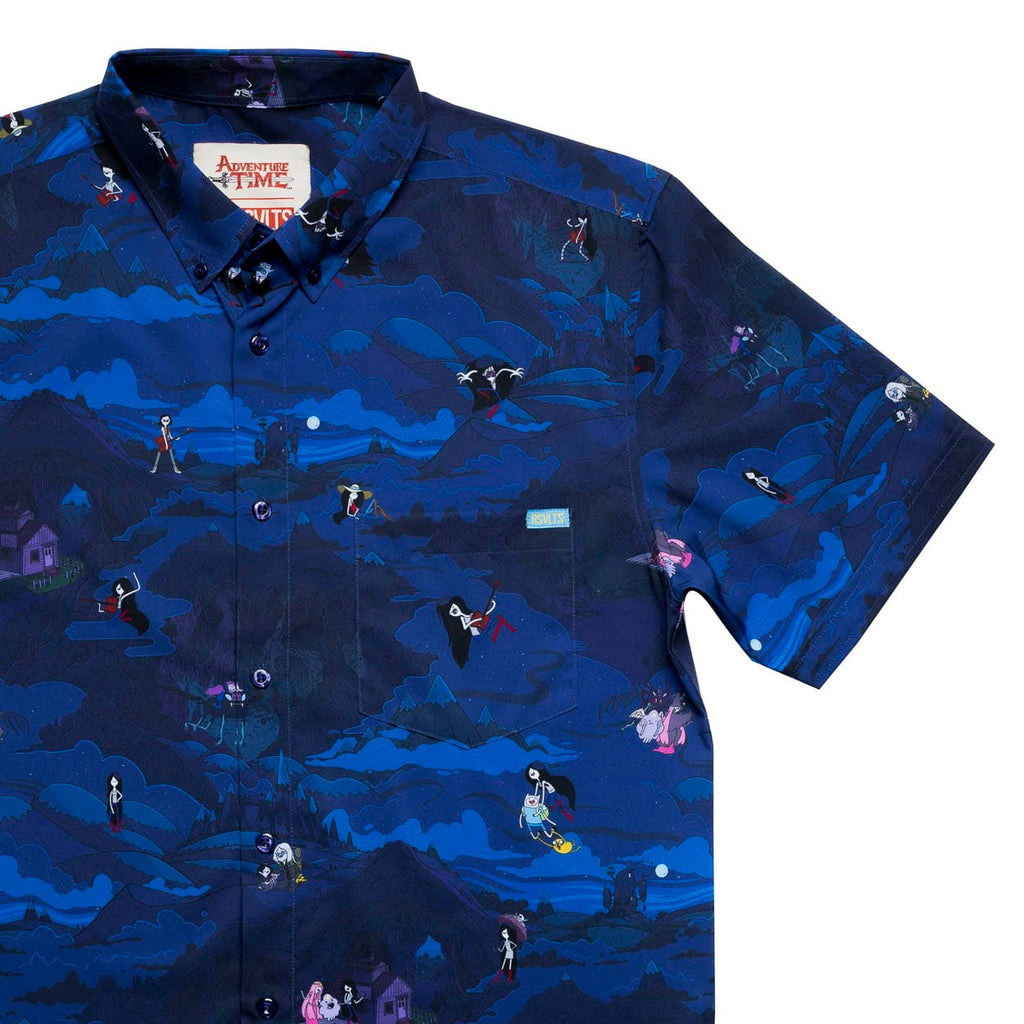 RSVLTS The Vampire Queen KUNUFLEX Short Sleeve Shirt in Blue — front view