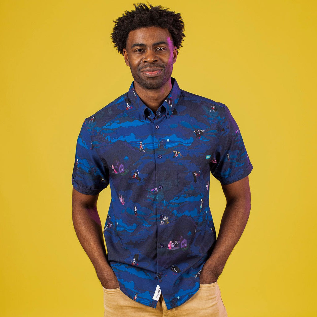 RSVLTS The Vampire Queen KUNUFLEX Short Sleeve Shirt in Blue — detail 7