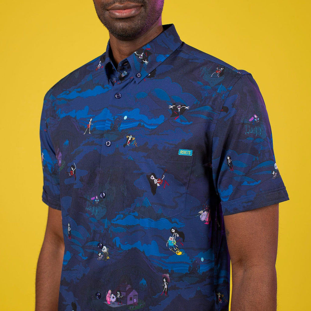 RSVLTS The Vampire Queen KUNUFLEX Short Sleeve Shirt in Blue — detail 5