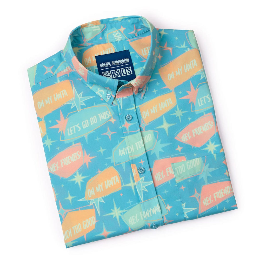 RSVLTS Phrasing Mr. Morrow KUNUFLEX Short Sleeve Shirt in Blue — detail 13