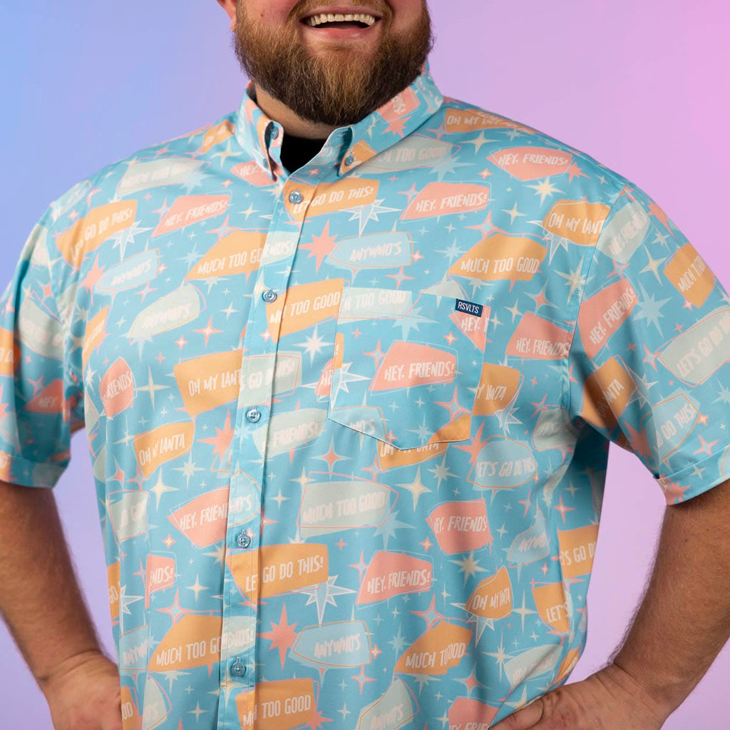 RSVLTS Phrasing Mr. Morrow KUNUFLEX Short Sleeve Shirt in Blue — detail 11